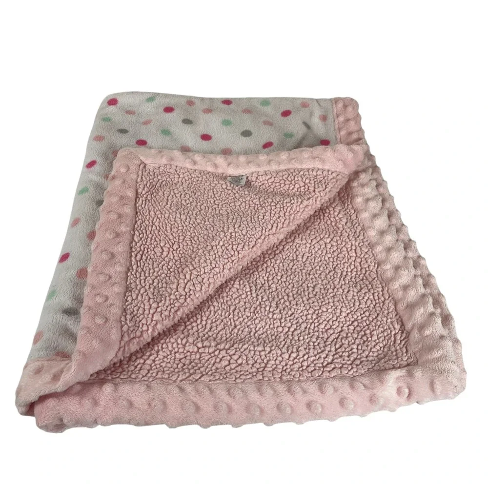Carters Child of Mine Pink Dot Owl Baby Blanket Thick Warm‎ Green White